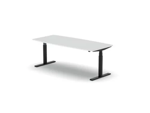 Elektrisch ihv Vergadertafel Vatvorm 2000x800mm Zwart+ Lichtgrijs Blad