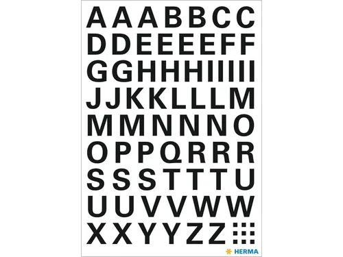 Etiket Herma 4158 10mm Letters A-Z Zwart Folie 63 stuks