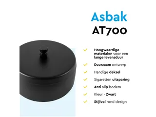 Asbak BRASQ tafelmodel 1 liter met deksel AT700 zwart - 9