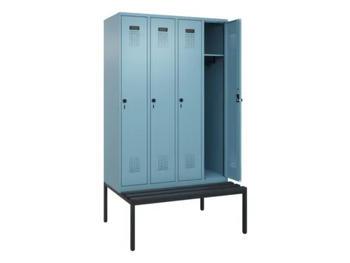 locker met bank,HxBxD 2120x1200x815mm,4vak,vak B 300mm,draaigrendel