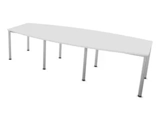 vergadertafel HxBxD 74x280x120cm vatvormig Bl-wit 4voeten Alu - 1