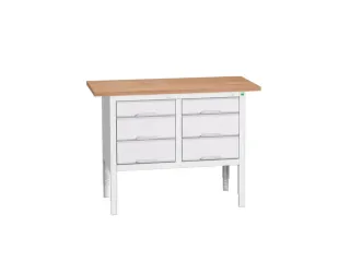 werkbank,HxBxD 830-930x1250x600mm,multiplexblad,uitrusting: 6lades - 1