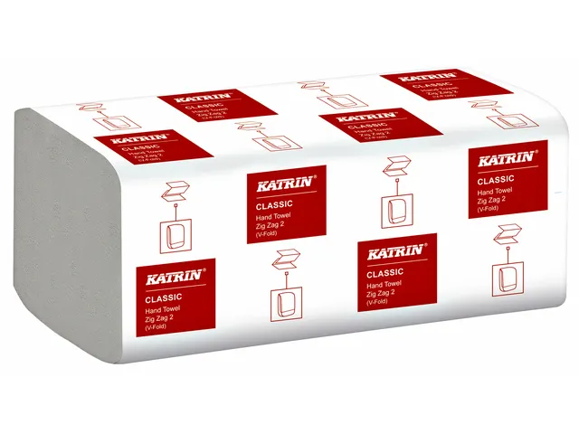 Handdoek Katrin Classic Zigzag 45570 2-laags 23x23cm wit 20x200st