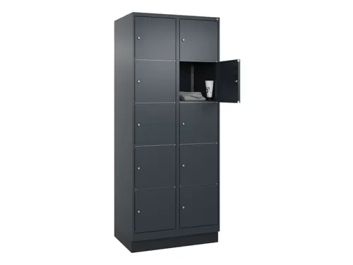 lockerkast,HxBxD 1950x800x500mm,2x5vakken,vak B 400mm,cil.-slot,sokkel