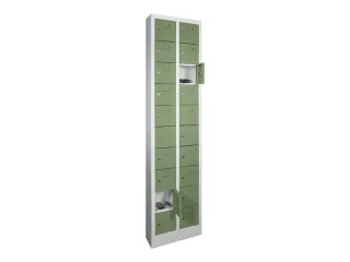 lockerkast,HxBxD 1950x460x200mm,2x10vakken,RAL7035,front RAL6011 - 2