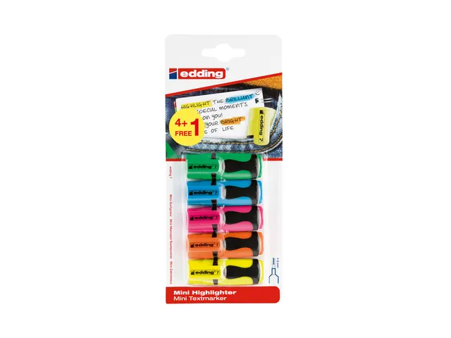 Markeerstift edding 7 mini 1-3mm assorti blister à 4+1 stuk gratis