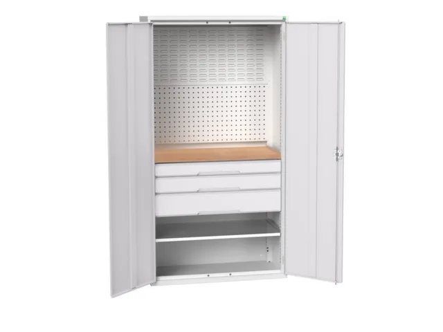 Systeemkast 2000x1050x550mm 1xlegbord 3laden RAL7035