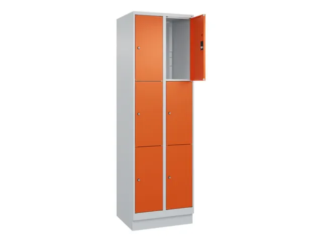 lockerkast,HxBxD 1950x600x500mm,2x3vakken,vak B 300mm,cil.-slot,sokkel