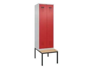 locker met bank,voor scheiding van kleding,HxBxD 2120x600x815mm,2vak - 2