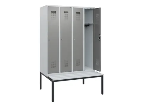 locker met bank,HxBxD 1950x1200x815mm,4vak,vak B 300mm,cilinderslot