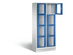 Lockerkast 1800x810x500mm 2x4 vakken Cilinderslot, Sokkel, RAL5010