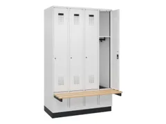 locker met bank,HxBxD 1950x1200x815mm,4vak,vak B 300mm,cilinderslot