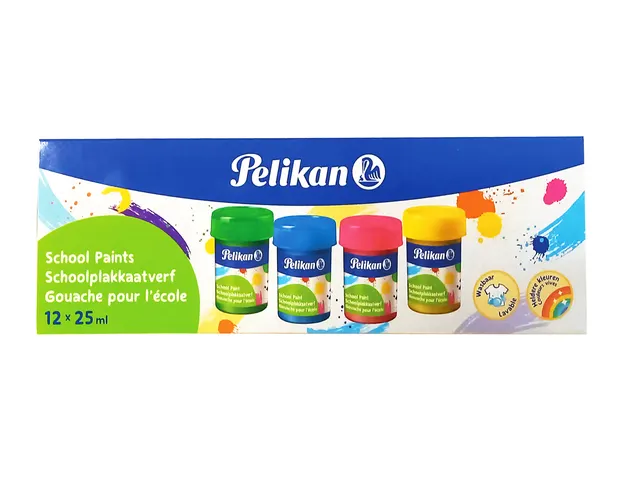 Plakkaatverf Pelikan 20ml assorti doos à 12 potjes