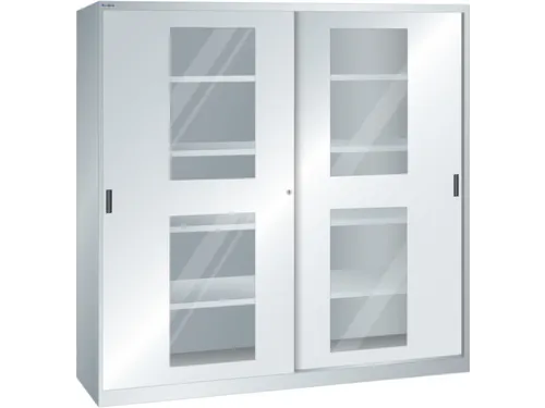 venster-schuifdeurkast HxBxD 1950x2000x580mm 8xStalen bodem RAL7035