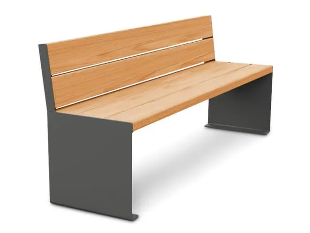 zitbank B 1800mm 3latten zitting licht eikenhout H 450mm staal grijs