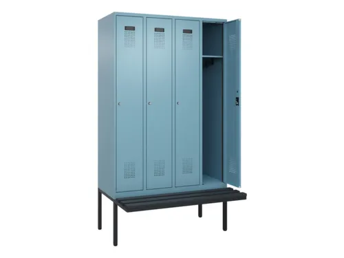 locker met bank,HxBxD 2120x1200x815mm,4vak,vak B 300mm,cilinderslot