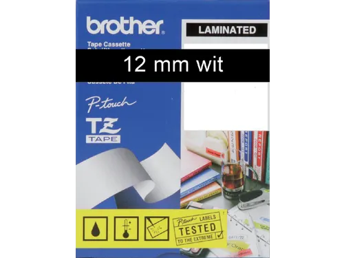 Labeltape Brother P-touch TZe-335 standaard 12mm wit op zwart
