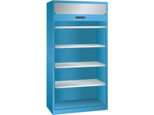 roldeurkast 1950x1000x580mm 4xStalen bodem cil.-slot sokkel RAL5012