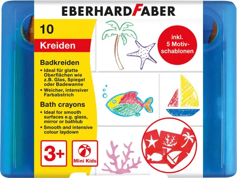Badkrijt Eberhard Faber 10 stuks in bewaarbox incl. 5 patronen