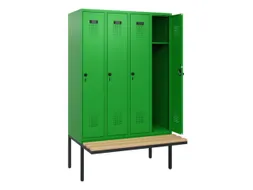 locker met bank,HxBxD 1950x1200x815mm,4vak,vak B 300mm,draaigrendel