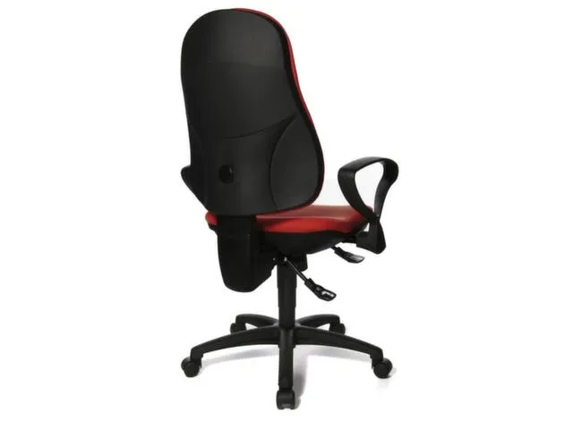 chaise de bureau pivotante,Mécan. synchrone,assise tissu rouge
