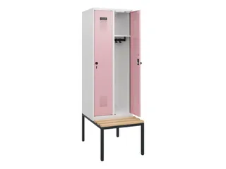 locker met bank,HxBxD 1950x600x815mm,2vak,vak B 300mm,draaigrendel - 1