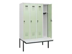 locker met bank,HxBxD 1950x1200x815mm,4vak,vak B 300mm,draaigrendel