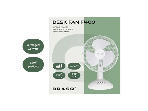 Tafelventilator BRASQ F400 Ø 30cm wit