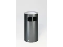 Afvalbak 75 liter HxØ 920x445mm 2inworpopeningen staal zilverkleurig