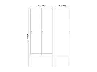 locker,HxBxD 2120x800x500mm,2vak,vak B 400mm,draaigrendel - 3