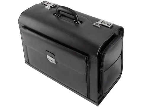 pilotenkoffer Alassio Verona echt leder zwart