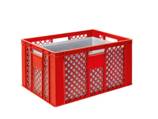 Euronorm-stapelbak,m. isoleerbox,HxLxB 320x600x400mm,63/35l,HDPE,rood - 4