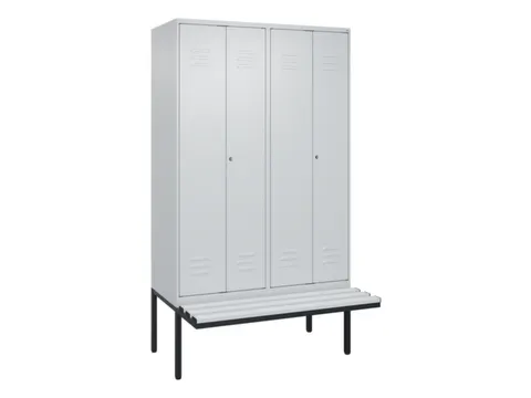 PBM-locker met bank,HxBxD 2120x1200x815mm,4vak,vak B 300mm,cil.-slot