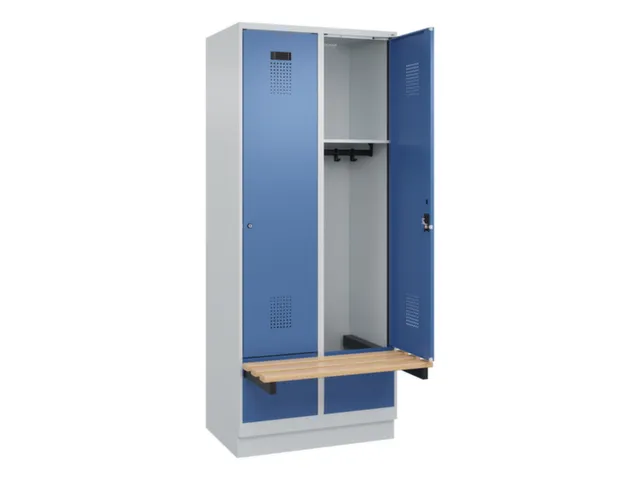 locker met bank,HxBxD 1950x800x815mm,2vak,vak B 400mm,cilinderslot
