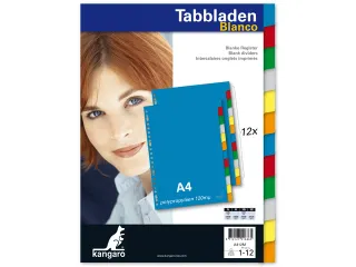 Tabblad Kangaro A4 blanco PP 120 micron assorti 23-gaats 12-delig - 2