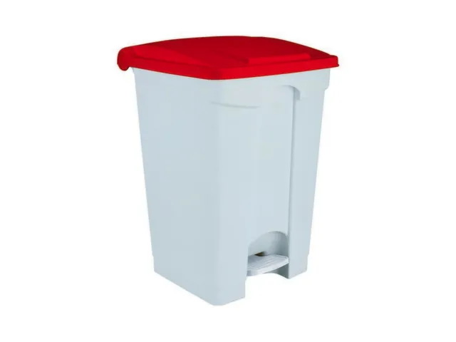 Contitop,afvalbak met pedaal 45L wit/rood/VE:3