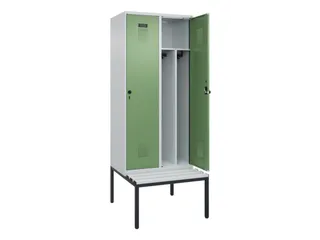 locker met bank,voor scheiding van kleding,HxBxD 2120x800x815mm,2vak - 1