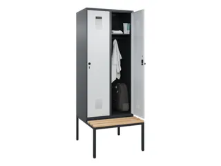 locker met bank,HxBxD 2120x800x815mm,2vak,vak B 400mm,draaigrendel - 1