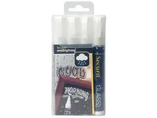 Securit Waterproof Krijtmarker Medium Wit, Etui Met 4 Stuks - 1
