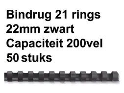 Bindrug Fellowes 22mm 21-rings A4 zwart 50stuks