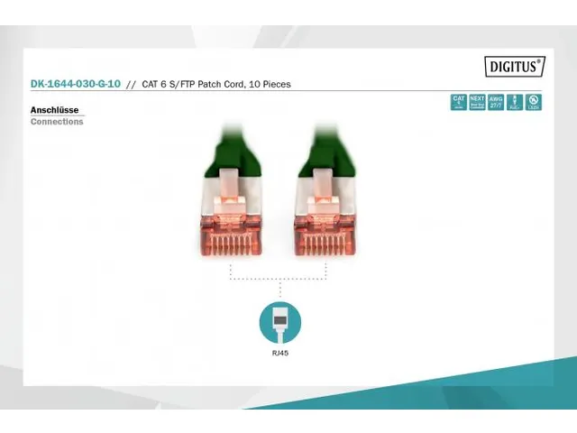 CAT 6 S-FTP patchkabel Cu LSZH AWG 27/7 Lengte 3m 10 stuks Groen