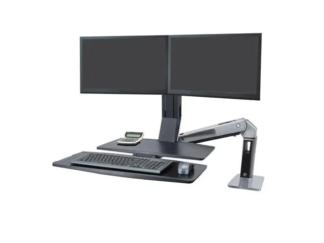 Zit Sta Bureau WorkFit-A Dubbele Monitor met werkblad