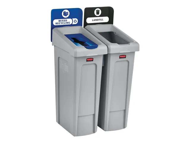 Afvalbak Rubbermaid Slim Jim Recyclestation starterset 87 liter grijs