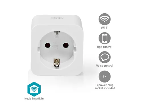 Nedis SmartLife Slimme Stekker Wi-Fi IP21 Wit 3 stuks