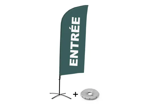 Promotievlag Alu Wind complete set ENTRÉE Grijs kruisvoet Zwart