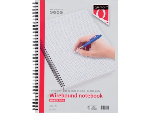 Spiraalblok Quantore A4 ruit 5mm 100vel 70gr