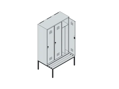 locker voor scheiding van kleding,HxBxD 2120x1200x815mm,3vak