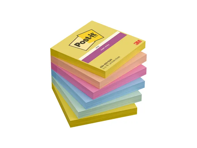 Memoblok Post-it 654 Super Sticky 76x76mm Summer Sorbet 6 stuks