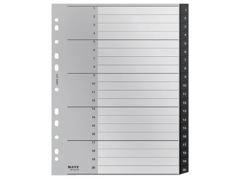 Tabblad Leitz Recycle A4 11-gaats 1-20 extra breed PP