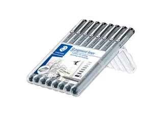 Fineliner Staedtler Pigment 308 zwart 8 stuks assorti lijnbreedtes - 2